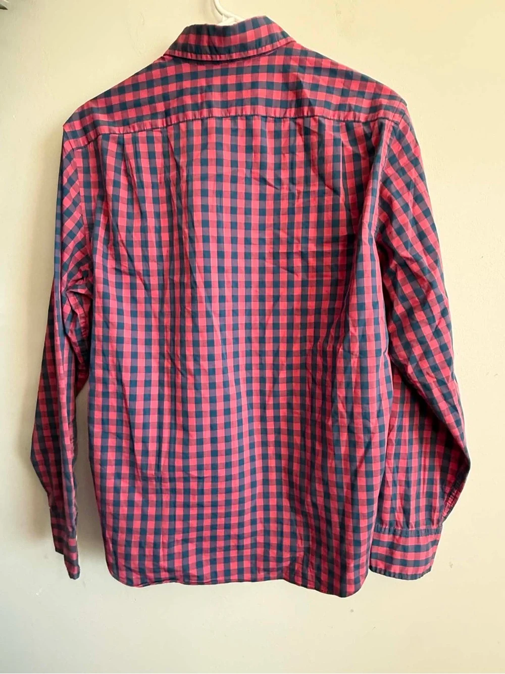 J. Crew Red and Navy Gingham Button-Down Shirt